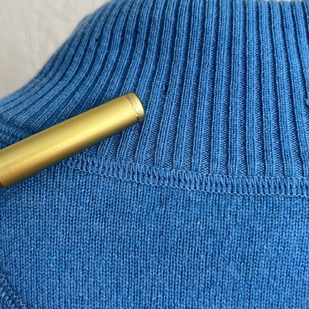 Kinross 100% Cashmere 1/4 Zip Mock Neck Stonewash Blue Sweater MED - Picture 12 of 13